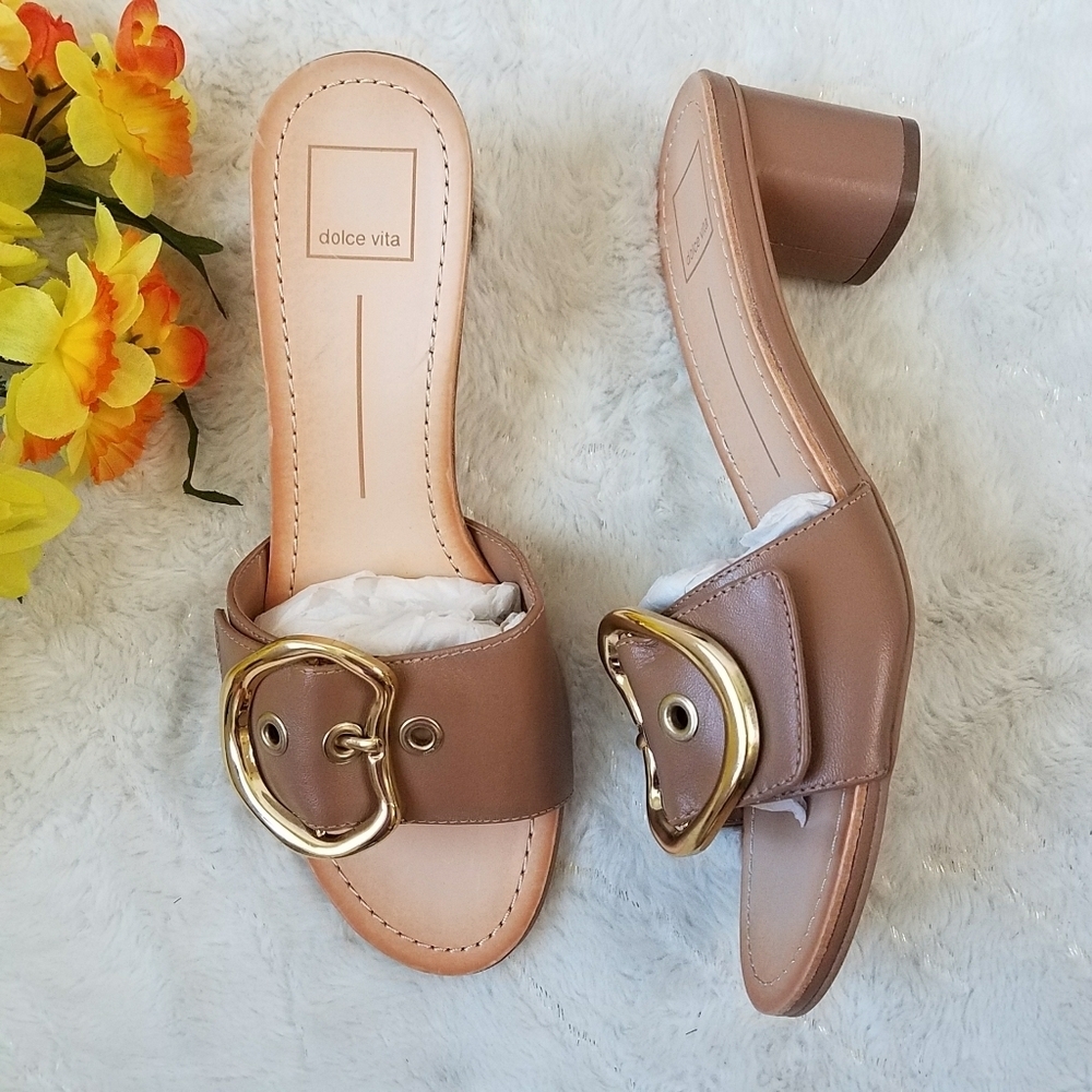 DOLCE VITA Laika Slide Sandals In Cider Leather